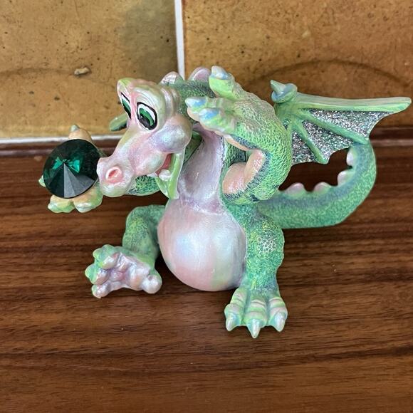 Franklin Mint Mood Dragon “Lucky” Green Gem Limited Edition Figurine - Picture 2 of 8